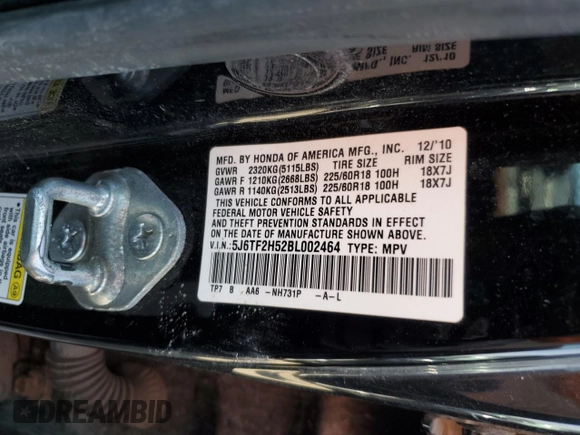 2011 Honda Accord Crosstour EX-L with VIN 5J6TF2H52BL002464, listed as a Copart auction lot 46352045 with 316,946 mi miles and Salvage Title. Bid and sale history available at carsss.com. Image 13.