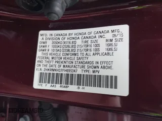 2015 Honda CR-V LX with VIN 2HKRM4H37FH695347, listed as a IAAI auction lot 41124018 with 117,400 mi miles and . Bid and sale history available at carsss.com. Image 9.