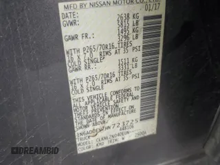 2017 Nissan Frontier SV with VIN 1N6AD0EV7HN723725, listed as a Copart auction lot 61253905 with 58,163 mi miles and Salvage title. Bid and sale history available at DreamBid. Image 12.