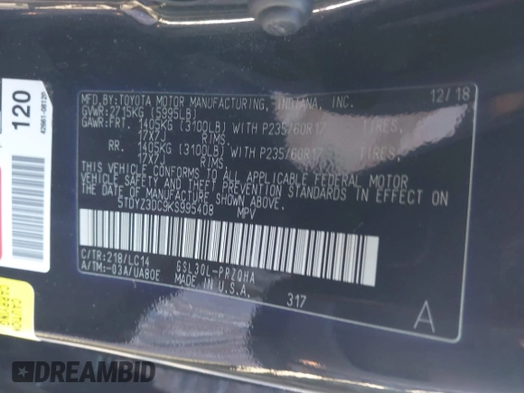 2019 Toyota Sienna XLE Auto Access Seat with VIN 5TDYZ3DC9KS995408, listed as a IAAI auction lot 41114546 with 98,280 mi miles. Bid and sale history available at carsss.com. Image 9.