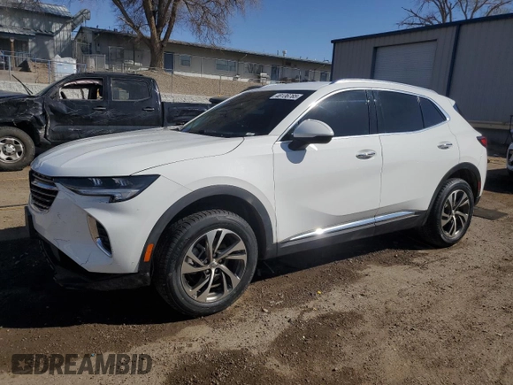 2022 Buick Envision Essence with VIN LRBFZPR47ND031386, listed as a Copart auction lot 48136765 with 97,120 mi miles and Salvage Title. Bid and sale history available at carsss.com. Image 1.
