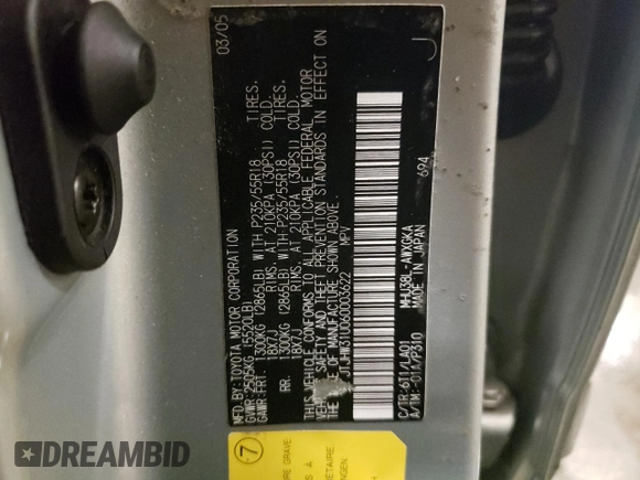 2006 Lexus RX 400h with VIN JTJHW31U060003622, listed as a Copart auction lot 47887105 with Not Provided miles and Salvage Title. Bid and sale history available at DreamBid. Image 13.