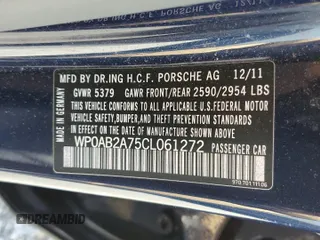 2012 Porsche Panamera S z VIN WP0AB2A75CL061272, wystawiony jako Copart lot #55050695 z przebiegiem 156 293 mil mil oraz Czysty tytuł • Clean title. Historia ofert i sprzedaży dostępna na DreamBid. Obrazek 12.