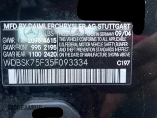 2005 Mercedes-Benz SL 500 z VIN WDBSK75F35F093334, wystawiony jako Copart lot #59240565 z przebiegiem 122 760 mil mil oraz Czysty tytuł • Clean title. Historia ofert i sprzedaży dostępna na DreamBid. Obrazek 10.