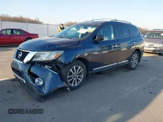 2013 Nissan Pathfinder SL with VIN 5N1AR2MM5DC642152, listed as a IAAI auction lot 41780601 with 153,975 mi miles and . Bid and sale history available at DreamBid. Image 2.