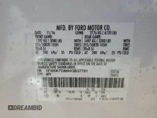 2017 Ford Explorer XLT с VIN 1FM5K7D86HGB37791, выставлен на аукционе Copart как лот 62280645 с пробегом 194 092 миль миль и Списание • Salvage title. История ставок и продаж доступна на DreamBid. Изображение 13.