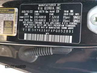 2023 Kia Sportage EX with VIN 5XYK33AFXPG052891, listed as a Copart auction lot 47467635 with 35,598 mi miles and Salvage Title. Bid and sale history available at DreamBid. Image 13.