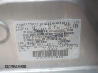 2014 Nissan Note S Plus with VIN 3N1CE2CP9EL351831, listed as a IAAI auction lot 41921488 with 119,360 mi miles and . Bid and sale history available at DreamBid. Image 9.