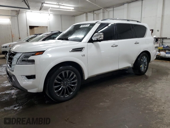 2021 Nissan Armada Platinum with VIN JN8AY2CC7M9148294, listed as a Copart auction lot 70043814 with 48,105 mi miles and Salvage Title. Bid and sale history available at carsss.com. Image 1.