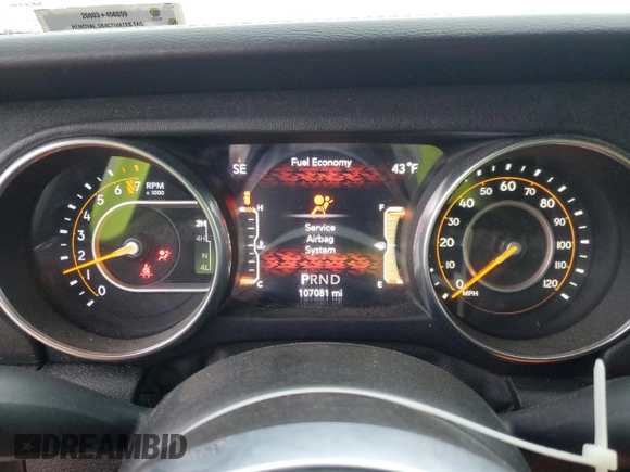 2018 Jeep Wrangler Unlimited Sahara with VIN 1C4HJXEG7JW255323, listed as a Copart auction lot 57586735 with 107,081 mi miles and Salvage title. Bid and sale history available at DreamBid. Image 9.