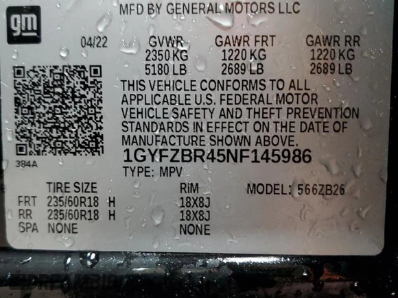 2022 Cadillac XT4 AWD Luxury with VIN 1GYFZBR45NF145986, listed as a Copart auction lot 79198274 with 23,477 mi miles and Salvage Title. Bid and sale history available at carsss.com. Image 14.