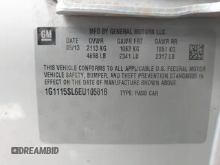 2014 Chevrolet Impala LT with VIN 1G1115SL6EU105818, listed as a IAAI auction lot 41678040 with 139,686 mi miles and . Bid and sale history available at DreamBid. Image 9.