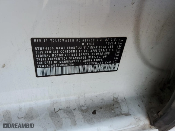 2015 Volkswagen Golf TDI SEL with VIN 3VW2A7AU2FM035786, listed as a Copart auction lot 41875635 with 113,606 mi miles and Salvage Title. Bid and sale history available at carsss.com. Image 13.