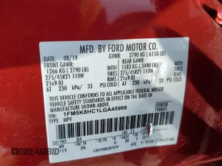 2020 Ford Explorer Platinum z VIN 1FM5K8HC1LGA45999, wystawiony jako Copart lot #46118575 z przebiegiem Nie podano mil oraz Szkoda całkowita • Salvage title. Historia ofert i sprzedaży dostępna na DreamBid. Obrazek 13.