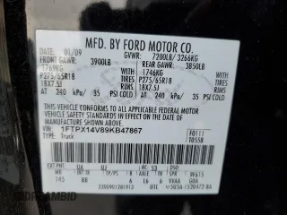 2009 Ford F-150 XL with VIN 1FTPX14V89KB47867, listed as a Copart auction lot 49842545 with 235,862 mi miles and Salvage Title. Bid and sale history available at carsss.com. Image 15.