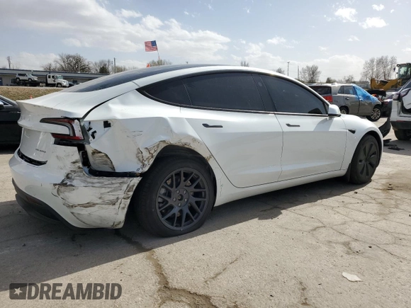 2025 Tesla Model 3 Long Range with VIN 5YJ3E1EB9SF902505, listed as a Copart auction lot 49849535 with 1,977 mi miles and Salvage Title. Bid and sale history available at DreamBid. Image 3.
