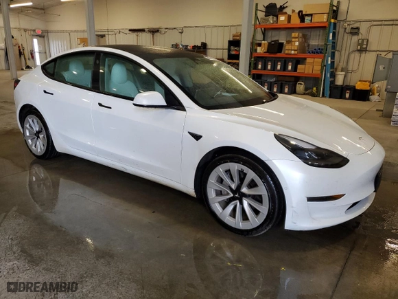 2021 Tesla Model 3 Long Range with VIN 5YJ3E1EB9MF046898, listed as a Copart auction lot 54666255 with 144,370 mi miles and Clean Title. Bid and sale history available at carsss.com. Image 4.