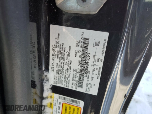 2022 Ford Mustang Mach 1 with VIN 1FA6P8R00N5555053, listed as a Copart auction lot 45270985 with Not provided miles and Salvage title. Bid and sale history available at DreamBid. Image 13.
