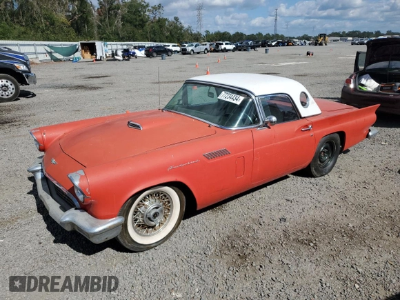 1957 Ford Thunderbird with VIN D7FH395675, listed as a Copart auction lot 77234434 with 15,312 mi miles and Salvage Title. Bid and sale history available at DreamBid. Image 1.