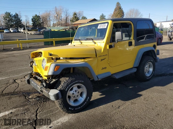 2002 Jeep Wrangler Sport with VIN 1J4FA49S52P750310, listed as a Copart auction lot 50815255 with 188,364 mi miles and Salvage Title. Bid and sale history available at carsss.com. Image 1.