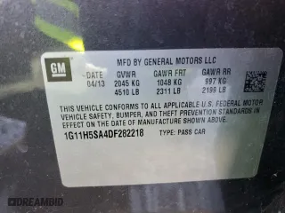 2013 Chevrolet Malibu LTZ with VIN 1G11H5SA4DF282218, listed as a Copart auction lot 43854025 with 191,738 mi miles and Salvage Title. Bid and sale history available at carsss.com. Image 14.