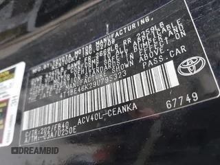 2009 Toyota Camry with VIN 4T1BE46K29U795323, listed as a IAAI auction lot 41503607 with 208,065 mi miles and . Bid and sale history available at DreamBid. Image 9.