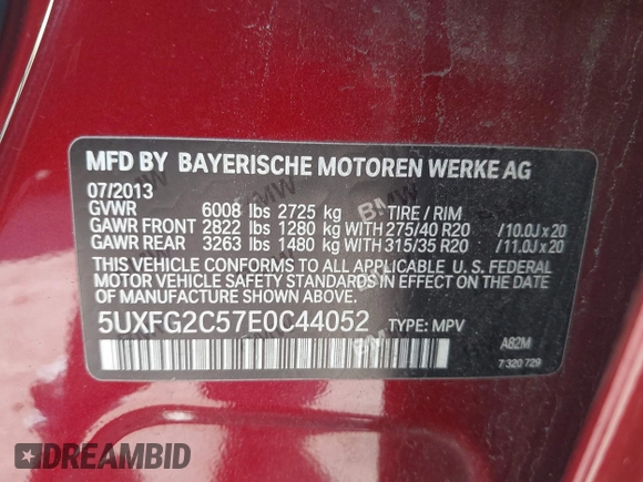 2014 BMW X6 xDrive35i z VIN 5UXFG2C57E0C44052, wystawiony jako IAAI lot #40231766 z przebiegiem 131 573 mil mil oraz . Historia ofert i sprzedaży dostępna na DreamBid. Obrazek 9.