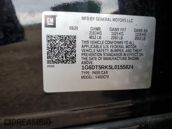 2020 Cadillac CT5 Premium Luxury with VIN 1G6DT5RK5L0155824, listed as a Copart auction lot 49503275 with 68,400 mi miles and Salvage Title. Bid and sale history available at DreamBid. Image 14.