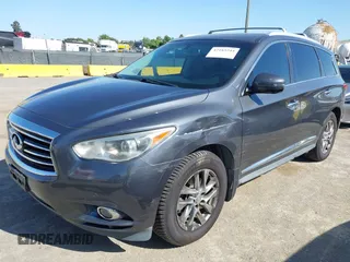 2013 Infiniti JX35 with VIN 5N1AL0MM3DC313827, listed as a IAAI auction lot 42185244 with 127,814 mi miles. Bid and sale history available at carsss.com. Image 2.