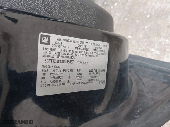 2008 Cadillac Escalade EXT with VIN 3GYFK62818G298487, listed as a IAAI auction lot 41549144 with 114985 miles. Bid and sale history available at carsss.com. Image 9.