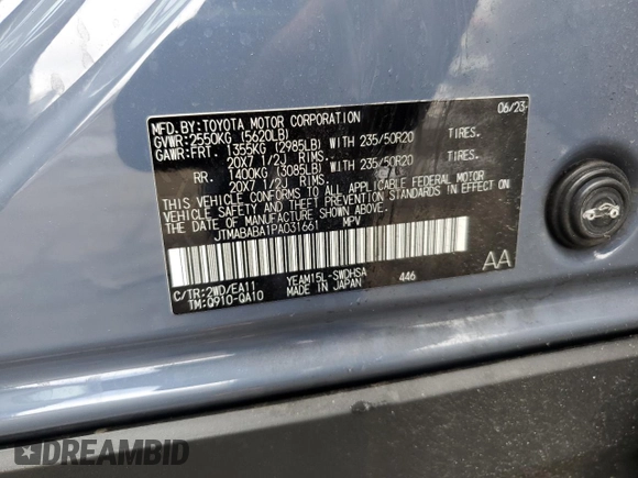2023 Subaru Solterra Premium z VIN JTMABABA1PA031661, wystawiony jako Copart lot #48266764 z przebiegiem Nie podano mil oraz . Historia ofert i sprzedaży dostępna na DreamBid. Obrazek 12.