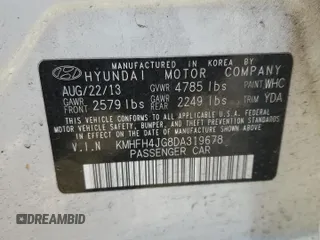 2013 Hyundai Azera with VIN KMHFH4JG8DA319678, listed as a Copart auction lot 41893075 with 157,552 mi miles and Salvage Title. Bid and sale history available at carsss.com. Image 14.
