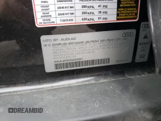 2013 Audi A3 Premium Plus with VIN WAUKJAFM3DA032881, listed as a Copart auction lot 57290084 with 69,685 mi miles and Salvage title. Bid and sale history available at DreamBid. Image 12.