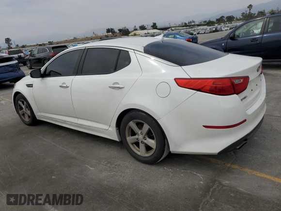 2015 Kia Optima LX with VIN KNAGM4A70F5633967, listed as a Copart auction lot 58937725 with Not provided miles and Salvage title. Bid and sale history available at DreamBid. Image 2.