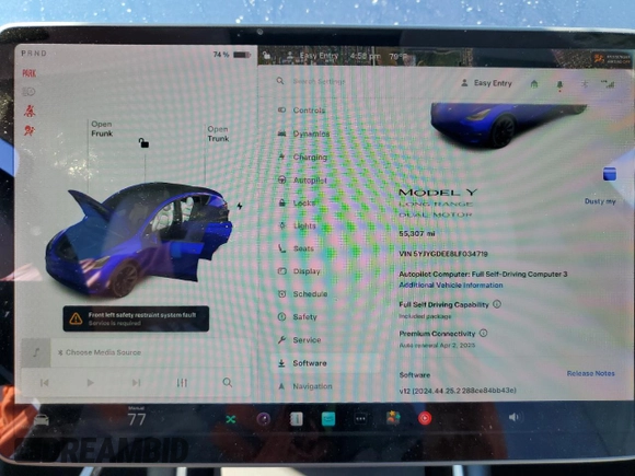 2020 Tesla Model Y Long Range with VIN 5YJYGDEE8LF034719, listed as a Copart auction lot 50888365 with 55,307 mi miles and Salvage Title. Bid and sale history available at DreamBid. Image 9.
