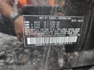 2023 Subaru Legacy Premium with VIN 4S3BWAC66P3005452, listed as a Copart auction lot 63138645 with 10,864 mi miles and Salvage title. Bid and sale history available at DreamBid. Image 12.