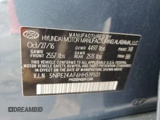 2017 Hyundai Sonata 2.4L with VIN 5NPE24AF6HH519501, listed as a Copart auction lot 53029545 with 90,226 mi miles and Salvage Title. Bid and sale history available at carsss.com. Image 12.