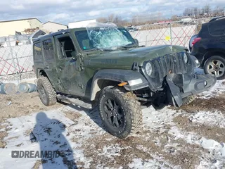2020 Jeep Wrangler Unlimited Sport S with VIN 1C4HJXDN0LW334593, listed as a IAAI auction lot 41044612 with 58,165 mi miles and . Bid and sale history available at DreamBid. Image 1.