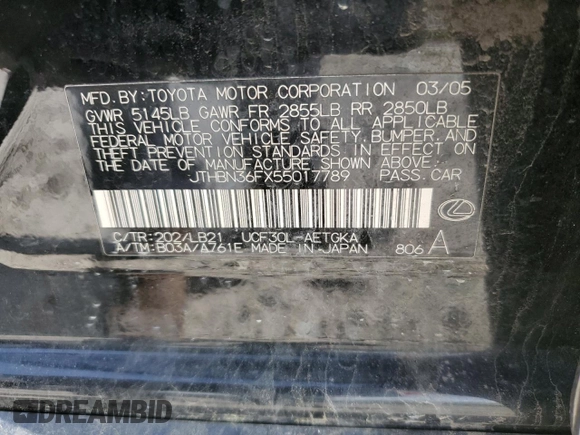 2005 Lexus LS 430 z VIN JTHBN36FX55017789, wystawiony jako Copart lot #56685605 z przebiegiem 209 238 mil mil oraz Czysty tytuł • Clean title. Historia ofert i sprzedaży dostępna na DreamBid. Obrazek 12.