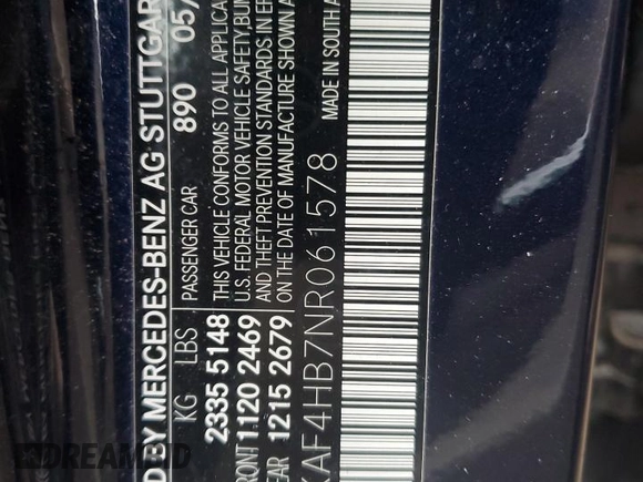 2022 Mercedes-Benz C 300 with VIN W1KAF4HB7NR061578, listed as a Copart auction lot 50004145 with 22,241 mi miles and Salvage Title. Bid and sale history available at DreamBid. Image 12.