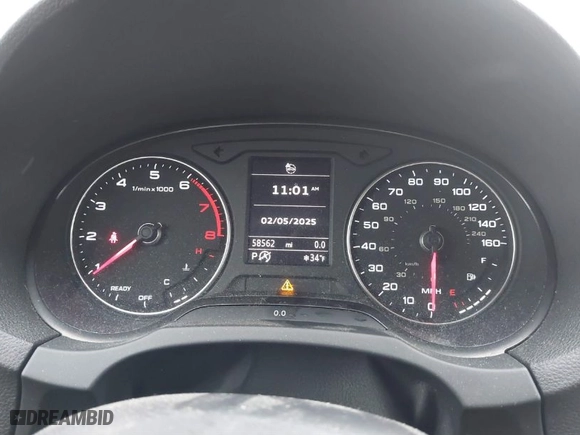 2017 Audi A3 Sedan Premium with VIN WAUB8GFF0H1022878, listed as a IAAI auction lot 41515129 with 58,562 mi miles. Bid and sale history available at carsss.com. Image 7.
