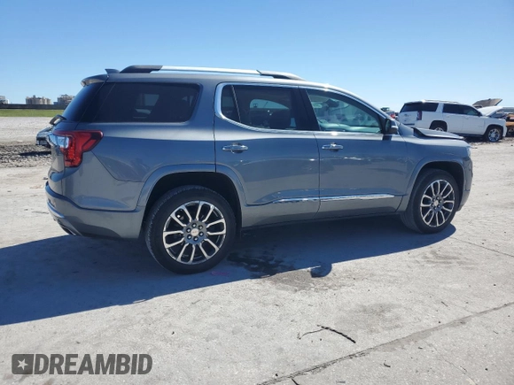 2021 GMC Acadia Denali with VIN 1GKKNPLS4MZ107333, listed as a Copart auction lot 46881225 with 7,957 mi miles and Salvage Title. Bid and sale history available at carsss.com. Image 3.