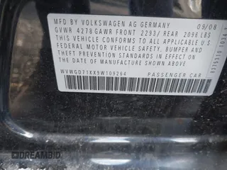 2009 Volkswagen GTI с VIN WVWGD71KX9W109264, выставлен на аукционе IAAI как лот 42142129 с пробегом Не указан миль и . История ставок и продаж доступна на DreamBid. Изображение 9.
