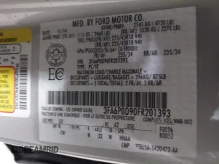 2015 Ford Fusion Titanium with VIN 3FA6P0D90FR201393, listed as a IAAI auction lot 40975015 with 131,641 mi miles. Bid and sale history available at carsss.com. Image 9.