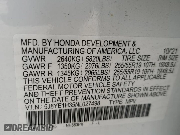 2022 Acura MDX with VIN 5J8YE1H35NL027498, listed as a Copart auction lot 82314854 with 57,209 mi miles and Salvage Title. Bid and sale history available at carsss.com. Image 16.