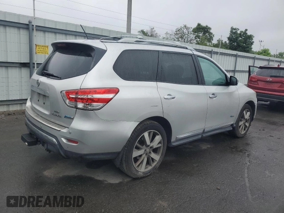 2014 Nissan Pathfinder Platinum Hybrid with VIN 5N1CR2MM1EC660531, listed as a Copart auction lot 59634305 with 164,996 mi miles and Clean title. Bid and sale history available at DreamBid. Image 3.