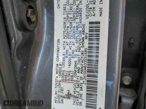 2003 Lexus LX 470 z VIN JTJHT00W633531685, wystawiony jako Copart lot #49729305 z przebiegiem 237 447 mil mil oraz Szkoda całkowita • Salvage title. Historia ofert i sprzedaży dostępna na DreamBid. Obrazek 15.