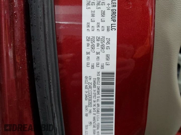 2014 Chrysler Town & Country Touring-L with VIN 2C4RC1CG3ER363922, listed as a Copart auction lot 88525385 with 164,138 mi miles and Salvage Title. Bid and sale history available at carsss.com. Image 14.