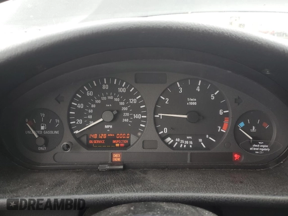 1998 BMW 3 Series 328iA with VIN WBACD4327WAV64492, listed as a Copart auction lot 43583785 with 148,128 mi miles and Salvage Title. Bid and sale history available at carsss.com. Image 9.