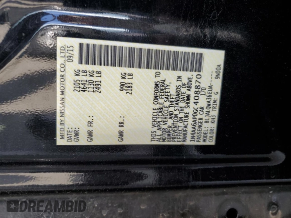 2016 Nissan Maxima SV z VIN 1N4AA6AP0GC408870, wystawiony jako Copart lot #56759665 z przebiegiem 64 748 mil mil oraz Szkoda całkowita • Salvage title. Historia ofert i sprzedaży dostępna na DreamBid. Obrazek 12.